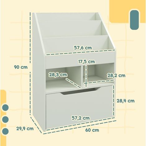 Libreria per bambini con cassetto, 3 livelli, verde chiaro 60 x 29,9 x 90 cm DESVIAE (1/4)