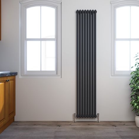 ELEGANT Traditional Radiator Anthracite Double Vertical Cast Iron Grey Tall Radiator - Perfect for Kithcen, Living Room, Bathroom Radiators 2 Column 1800 x 380 mm (1/5)