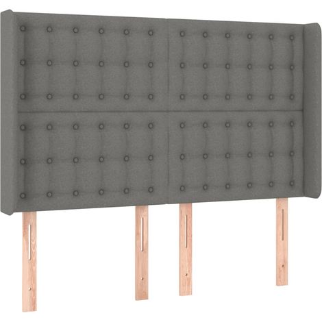 vidaXL Testiera ad Orecchio GrigioScuro 147x16x118/128cm inTessuto (1/5)
