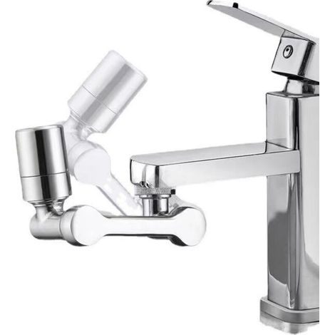 Robinet de rallonge pivotant à 1080° robinet multifonctionnel régulateur de jet robinet pivotant rallonge avec mousseur 2 modes robinet adaptateur avec mousseur universel en laiton (1/4)