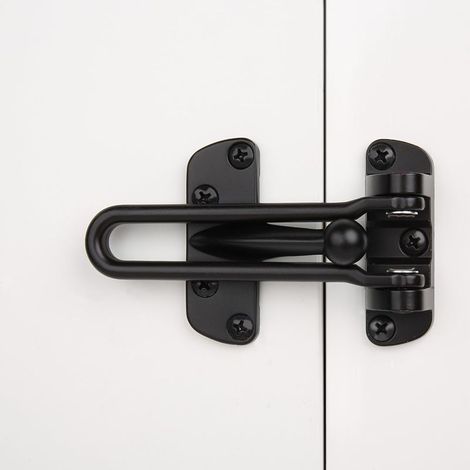 Serrure de porte de sécurité pour la maison, barre pivotante, loquet de protection antivol pour porte avant et intérieure (Noir) (1/5)