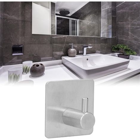 4 Pcs Crochets Adhésifs Puissant Crochets Autocollant Acier Inoxydable Accroche Porte Serviettes Sans Perçage Imperméables pour Salle de Bains Cuisine Bureau,argent (1/4)