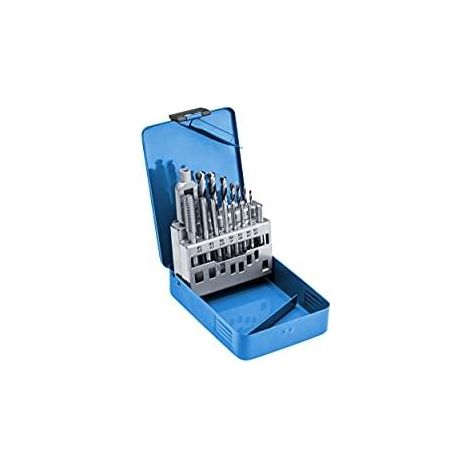 Högert Technik Kit de brocas y machuelos metálicos 15 herramientas