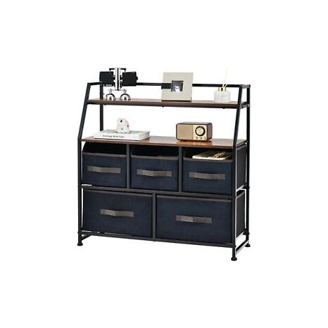 Industrial 5 Drawers Dresser Organizer Fabric Storage Organizer Chest of Drawers (1/5)