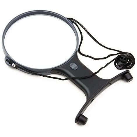 Carson MagniShine 2X, Lupa con Doble LED y Manos Libres, para Leer, Hacer Manualidades y Punto de Aguja - Ayuda Ideal para la degeneración Macular, con Correa Ajustable para el Cuello (HF-66)
