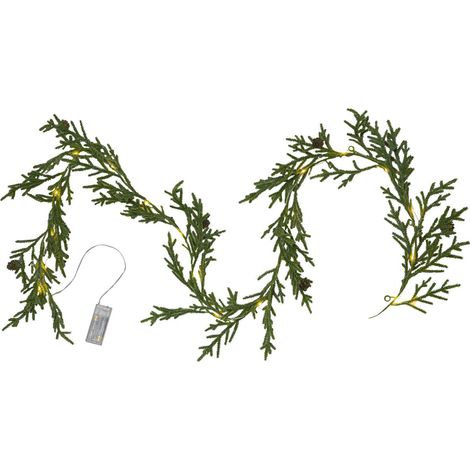 Guirlande de sapin à piles Star Trading 'Lummer', 20 LED blanc chaud, minuterie, aspect naturel, L 180 cm