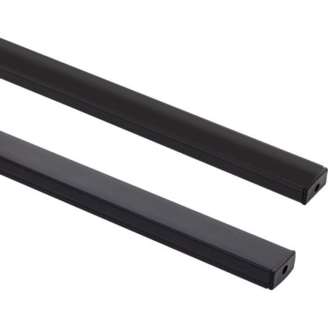 Perfil Aluminio Superficie para Tiras LED hasta 12 mm con Tapa Continua Negro 2 m Negro traslúcido