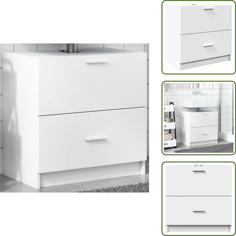 The Living Store Waschbeckenunterschrank Weiß 59x37x59 cm Holzwerkstoff - Waschtischunterschrank - Badezimmermöbel - Holzwerkstoff - Weißer Badschrank - Spiegelschrank
