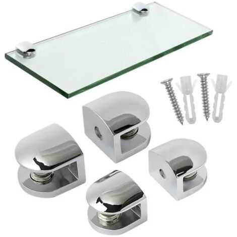 Glass Clamp Glass Shelf Bracket Wall Shelf Bracket Adjustable Bracket, 8-10mm Thickness Adaptive Glass, Zinc Alloy Polished Finish, 4 Pcs, EBL1012-4P (1/4)