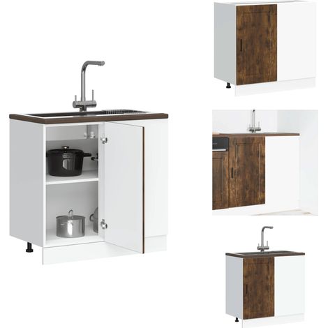 Küchenunterschrank Porto Räuchereiche Holzwerkstoff - Küchenunterschrank - Küchenunterschränke - Unterschrank - Küchenschrank (1/5)