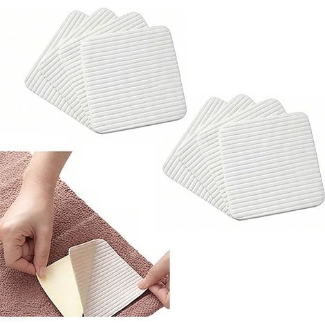 Lot de 8 tapis antidérapants – 10x10 cm – Pour sols durs – Maintient le tapis en place – Sans endommager les surfaces (1/5)