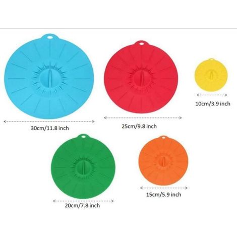 Hitopin Couvercles en Silicone, 5 Pièces Tailles Différentes Couvercle Fraîcheur en Silicone, pour Bols, Casseroles, Assiettes A8 (1/4)