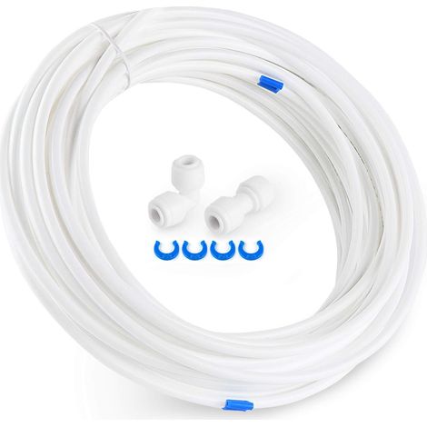 Kit de Connexion de Tuyau de Réfrigérateur, 15M NSF Tuyau D'alimentation en Eau Universel/Connecteurs de Réfrigérateur,6,35 mm Tube de Filtre Double Porte de Style Européen(Raccords+Tuyau) 1/4" (1/5)