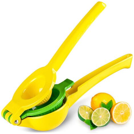 Presse-agrumes métallique 2-en-1 pour citron et lime - Presse-agrumes à main pour citron - Presse-agrumes manuel pour agrumes - Presse-agrumes à citron - Presse-agrumes manuel pour citron