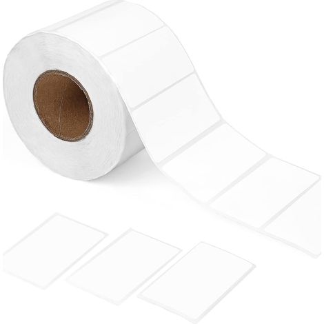 APEX Rouleau d'étiquettes adhésives, étiquettes autocollantes blanches vierges pour bureau, cuisine, laboratoire (1000 pièces 60  30 mm)