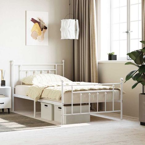 Estructura cama sin colchón con estribo metal blanco 100x200 cm (1/5)