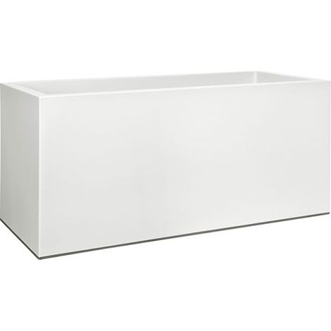 Maceta rectangular con ruedas Vivo Mat de 90 cm, blanca - Elho