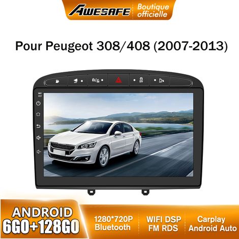 AWESAFE Autoradio Android 13 pour Peugeot 308/408 (2007-2013) 6Go+128Go 9'' Écran Tactile GPS Android Auto WiFi Noir (1/5)