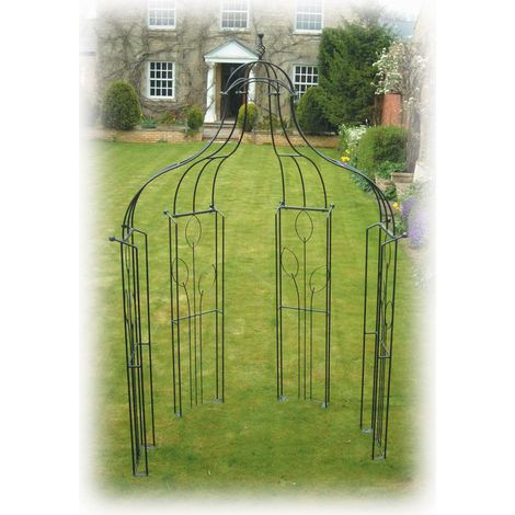 Imperial Bower (Inc Ground Spikes) Garden Gazebo - Solid Steel - L89 x W177.7 x H304.8 cm - Black