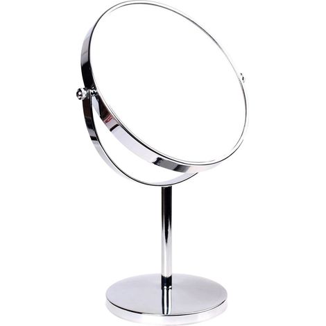Miroir Maquillage, 7X Grossissement, Ø 20 cm, Miroir de Table Double Visage, Miroir de Salle de Bain, Tournant Miroir de Rasage, orientable sur 360°, chromage, KXD3108N-7x