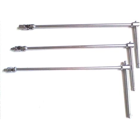 Set chiavi a T da 1/2 " 1/4 " 3/8 snodata per bussole attacco quadro snodo lunga