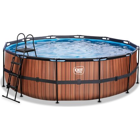 EXIT Wood Pool ø450x122cm mit Filterpumpe - braun (1/5)