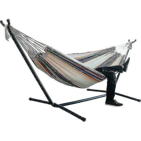 Hamac deux places pour camping, chaise suspendue épaisse, lit suspendu d'extérieur en toile, fauteuil à bascule, sans support, 200 x 150 cm. (1/3)