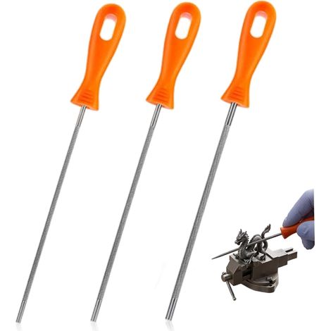 Lime de tronçonneuse 3 pièces, outil professionnel d'affûtage chaîne avec poignée orange confortable (4.0mm/4.5mm/4.8mm) - (1/4)