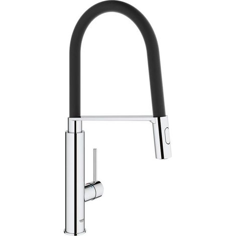 Grohe – Mitigeur de cuisine monocommande avec jet professionnel – Bec orientable 360° – Cartouche céramique 28 mm – Limiteur de température – 31491000