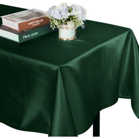 Rechteckige Satintischdecke 2er-Pack 145 cm x 180 cm Rechteckige Polyestertischdecke Weich und knitterfrei Glatter Stoff Waschbar Geeignet für (1/5)