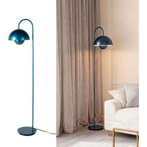 Lampe sur pied champignon nordique moderne métal bleu marine E27 H159cm