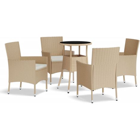 Maison Exclusive - 5-tlg. Garten-Bistro-Set mit Kissen Beige Poly (1/5)