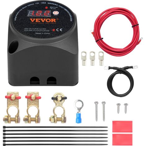 Kit isolateur batterie double, 12 V 140 A, relais sensible à la tension VSR avec écran LCD, modes manuel et automatique pour ATV, UTV, camping-car tout-terrain, caravane, camion, bateau, yacht (1/5)