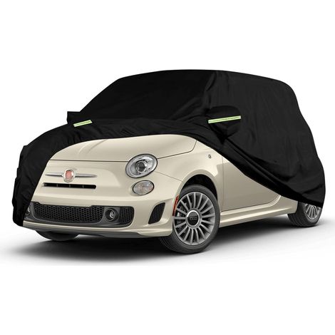 Bâche Voiture Étanche Respirante Compatible avec 500/500C/500E/500 2007-2022, 4 Couches Housse de Protection Voiture Extérieur Contre Pluie Soleil Poussière avec Zip et Sangle Coupe-Vent (1/5)