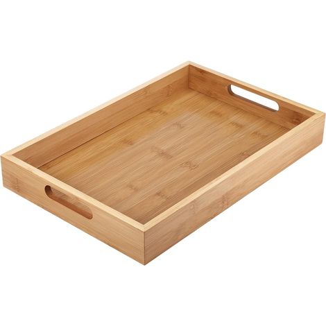 1 Plateau Bambou, Poignées Ergonomiques, Surface Lisse, Dimensions 38x25cm, Thé Café Maison (1/5)