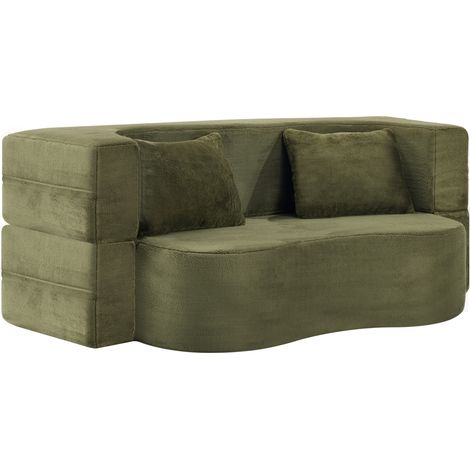 Canapé convertible futon pliable en mousse haute densité, vert olive, pour salon et chambre (1/5)