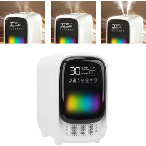 Humidificador de mesa multifuncional de 3,5 litros con aceites esenciales, altavoz Bluetooth y LED de colores, enchufe europeo de 100–240 V.