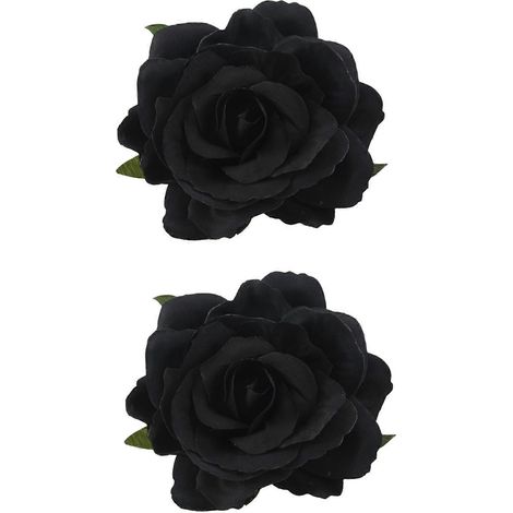 Set mit 2 Seidenhaarspangen mit Blume, 8 cm, Hochzeitsaccessoire – Schwarz (1/5)