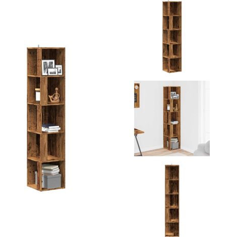 Armoire d'angle vieux bois 33x33x165 cm bois d'ingénierie - Armoire D'angle - Armoires D'angle - Étagère D'angle - Étagère À Livres (1/5)