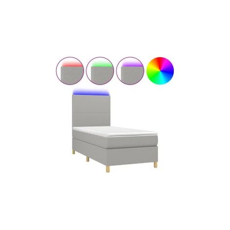 Sommier à lattes de lit avec matelas et LED Gris clair 80x200 (1/5)
