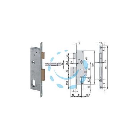 SERRATURA DA INFILARE PER MONTANTI CATENACCIO E SCROCCO 2 MAND. 44225 - mm.35 (44225350)