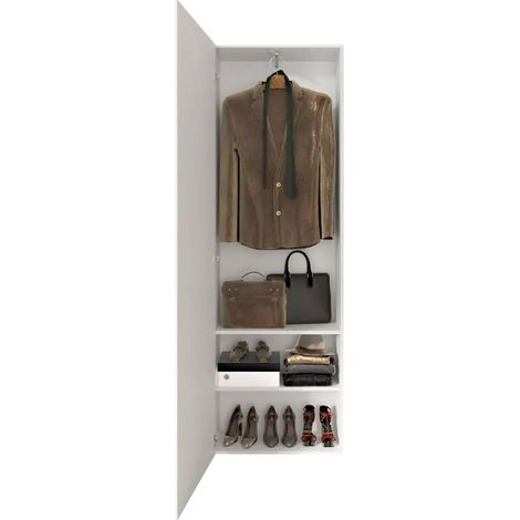 Eingangsmöbel Medolla, 6 Paar, 2 Regalböden Made in Italy, Garderobe, 78x31x186,5h cm Hochglanz Weiß