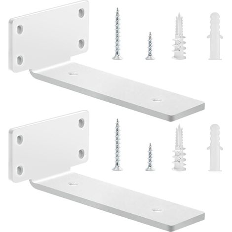 Lot de 2 Supports d'étagère Flottants de 20cm, Supports d'étagère Robustes pour Étagères, Supports D'Étagère Industriels Avec Vis Assorties Équerre Étagère, Capacité de Charge de 75 Kg (Noire) (1/5)