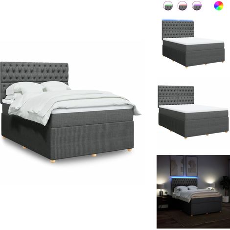 Sommier à lattes de lit avec matelas Gris foncé 160x200cm Tissu - Sommier À Lattes De Lit - Sommiers À Lattes De Lit - Lit - Meuble De Chambre À Coucher (1/5)