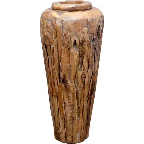 Vase de décoration 40 x 100 cm Bois de teck solide CFW178528 (1/5)