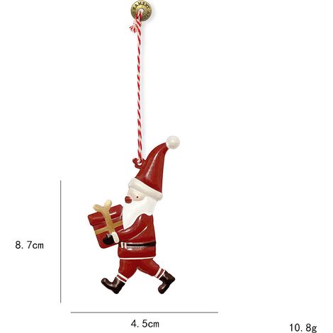 Décorations de sapin de Noël en métal, mini suspensions style nordique, ornements festifs en forme de personnage avec cadeau, accessoires pour arbre de Noël, lot de 2 pièces (1/4)