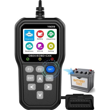 Scanner OBD2 avec testeur de batterie - scanner OBD2 amélioré, lecteur de code de véhicule pour vérifier les lumières du moteur, scanner obd II de voiture (1/5)