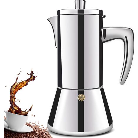 Tasse en Acier Inoxydable 304 épaissie Moka Cuisinière Expresso Cafeteras Cafetière Italienne Moka Cafetière Greca Maison Camping 300ml 10oz (1/5)