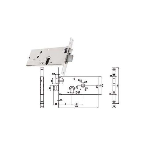 SERRATURA DA INFILARE PER FASCE CATENACCIO E SCROCCO MM.78 H 86000  mm.70 a 2 mandate (Y8600070080)    YALE