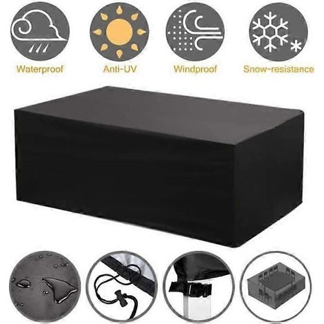 FLR 120x54x38inches Patio Table Cover Veranda Rectanguler Black Waterproof Outdoor Dinner Protector Dust-Proof Table Desk (1/5)